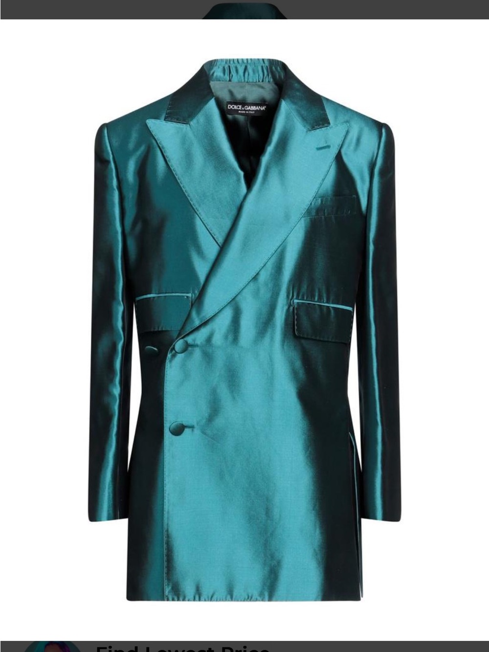 Dolce & Gabbana Emerald Green Double-Breasted Silk Blazer size IT 38